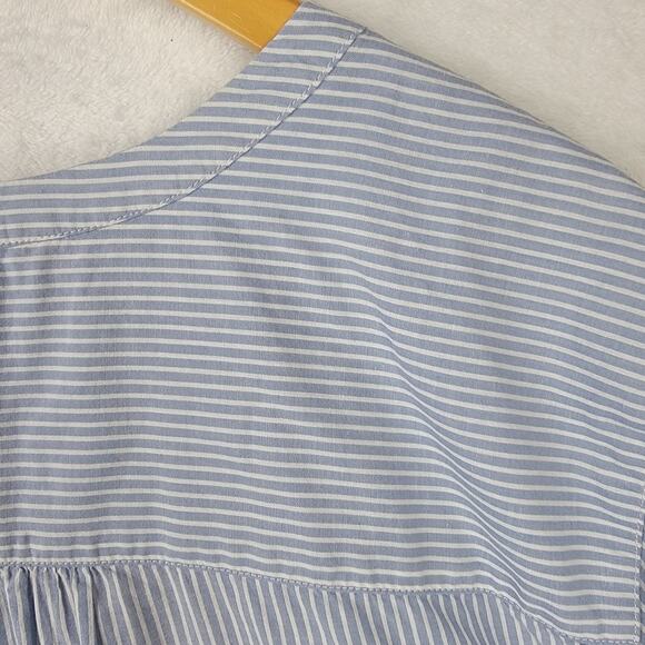 2X Tunic Boho Red Embroidery Pullover Top 3/4 Sleeve Blue White Stripe Casual - Picture 6 of 13